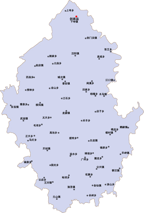 劍閣縣行政區域圖