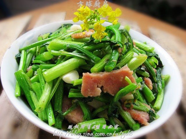 午餐肉炒菜芯 午餐肉炒菜芯