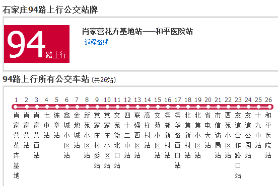 石家莊公交94路 石家莊公交94路