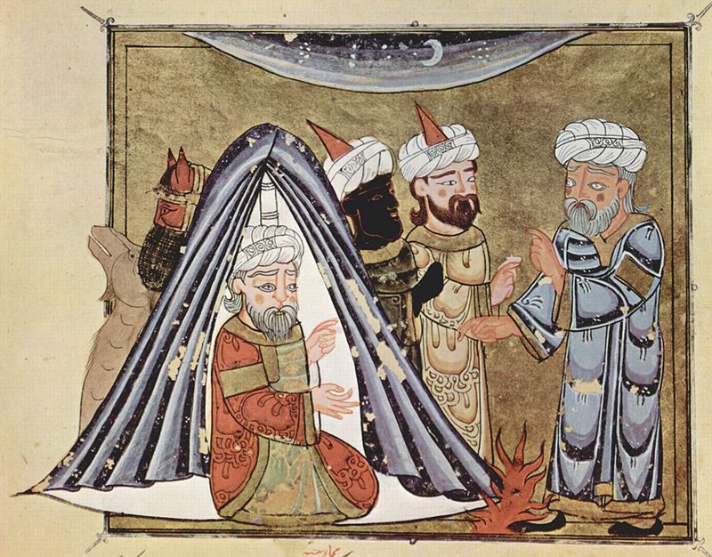 國王哈里斯在帳篷里接見阿布·扎伊德