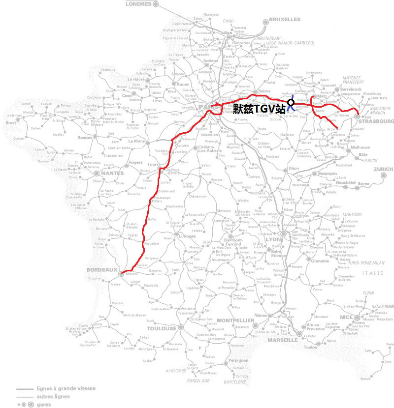 默茲TGV站的位置及其通達度