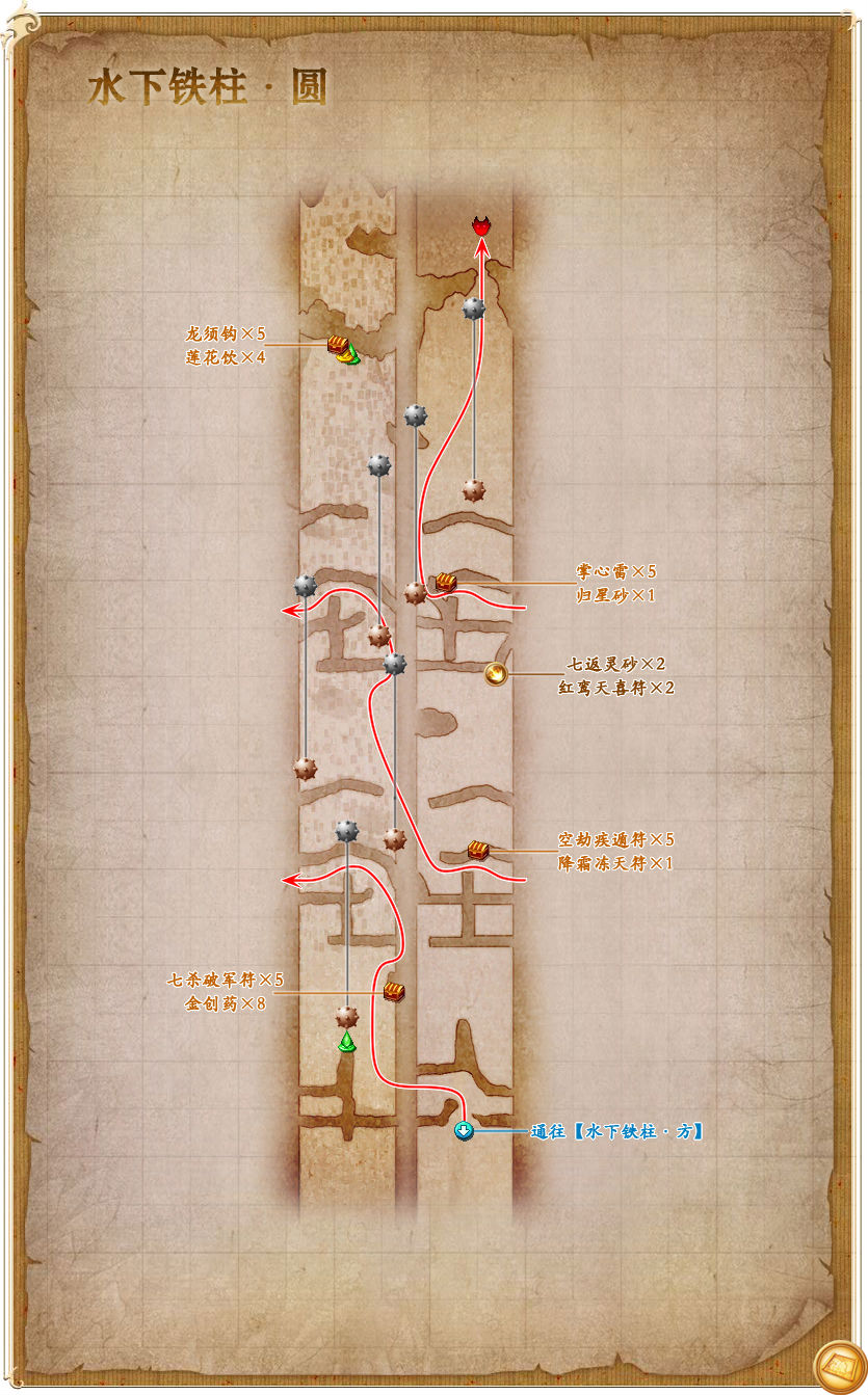 水下鐵柱·圓 地圖解析