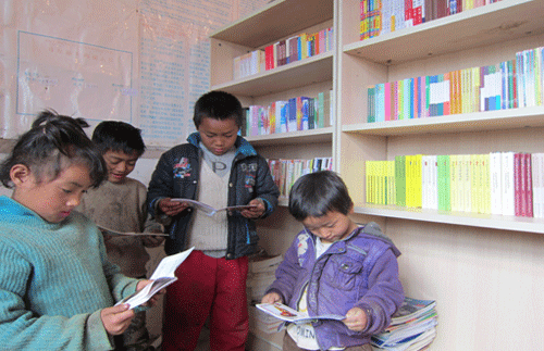 2012年時孩子們在那爾東村農家書屋看書