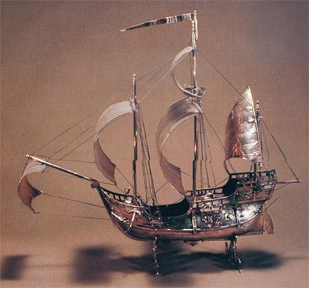 銀質古帆船模型