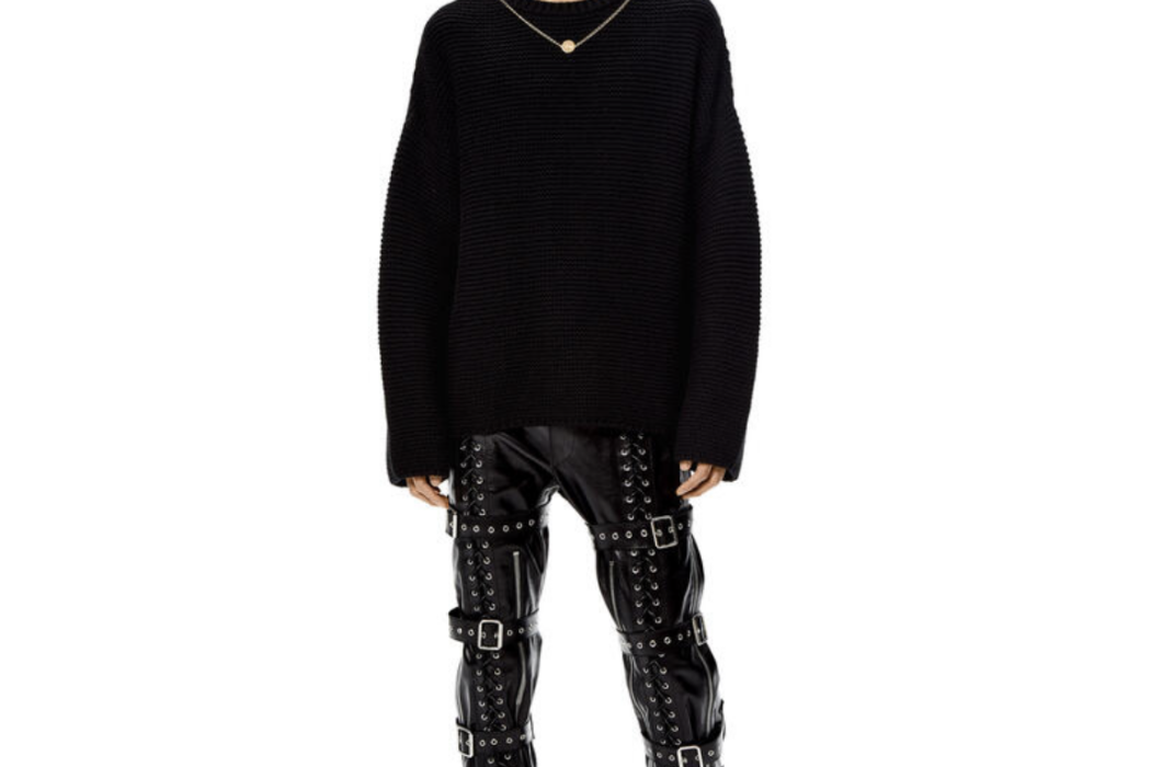 Chain sweater in wool and cashmere