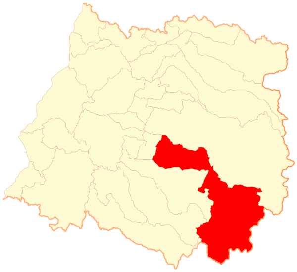 利納雷斯省行政區域圖（紅色部分為科爾文）