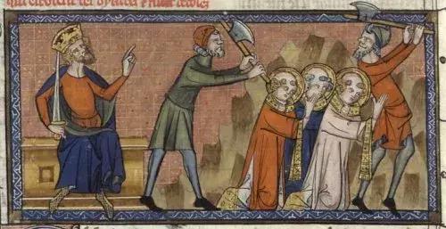 中世紀手抄本上的插圖 瓦勒利安下令迫害基督徒