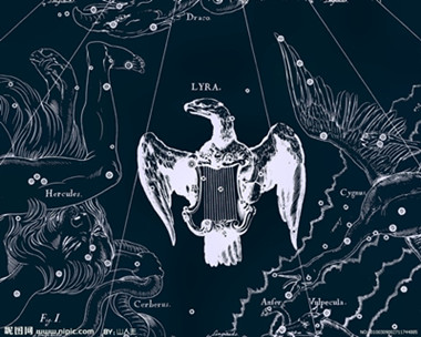 天琴座在古老的星圖中被描繪成禿鷹