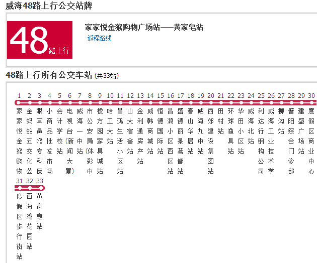 威海公交48路 威海公交48路