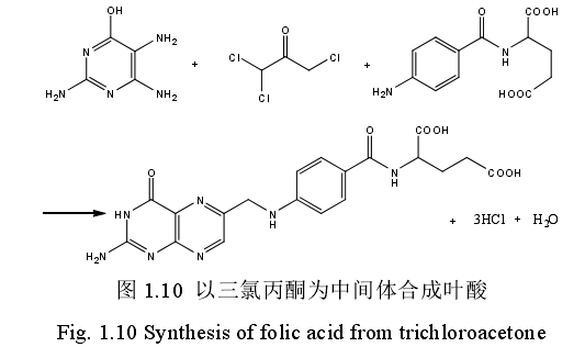 圖 1.10  以三氯丙酮為中間體合成葉酸