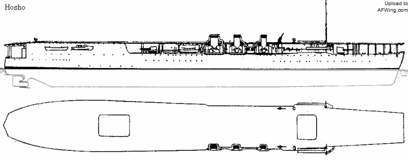 鳳翔號（HOSHO）航空母艦撤去上部艦橋後的線圖
