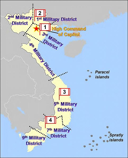 越南陸軍軍區分布圖