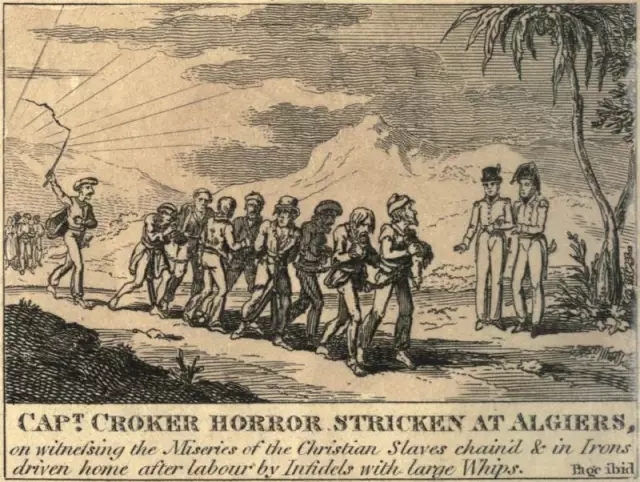 歐洲漫畫中驅趕基督教奴隸的巴巴裏海盜