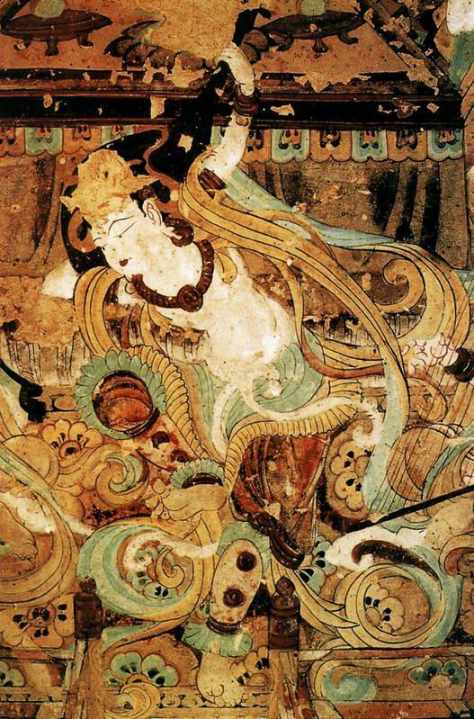 唐代壁畫中的“飛天”皆裸露上半身