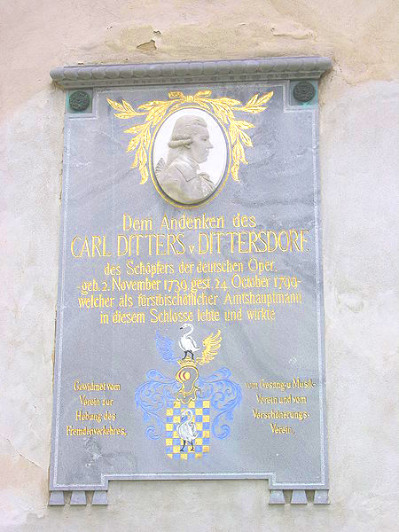 迪特斯多夫Dittersdorf在Jeseník的紀念牌