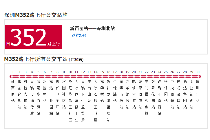 深圳公交M352路 深圳公交M352路