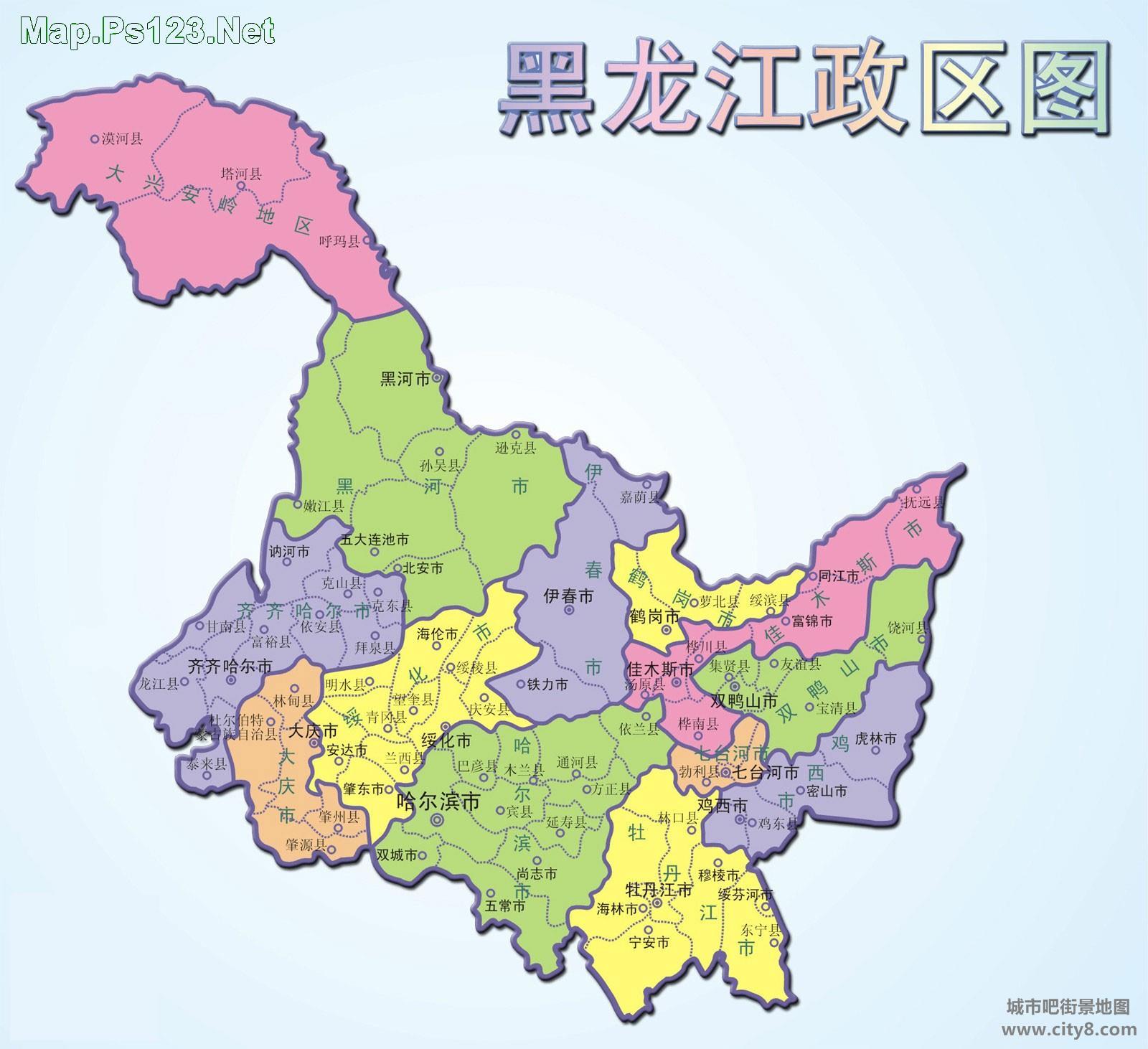 黑龍江省行政圖