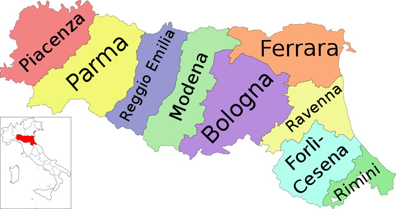 艾米利亞-羅馬涅大區行政區劃圖