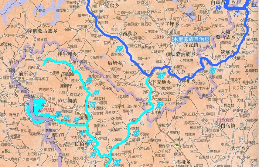 瀘沽湖地理位置及水系關係