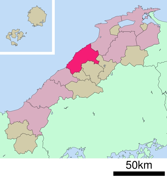 大田市在日本島根縣的位置