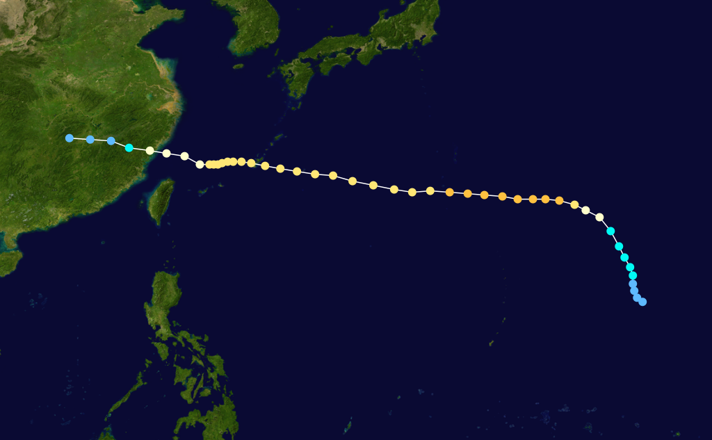 2002年第16號颱風“森拉克”路徑圖