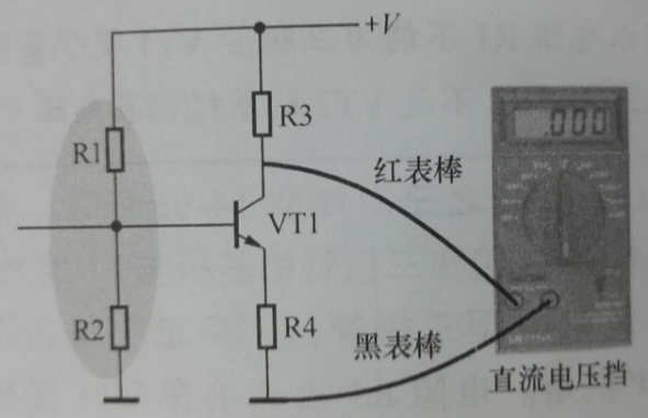 圖1-2 測量集電極直流電壓時接線示意圖