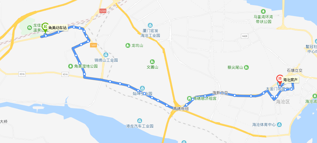 漳州公交709路上行路線圖