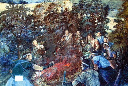 日本人在松林中焚燒閔妃屍體