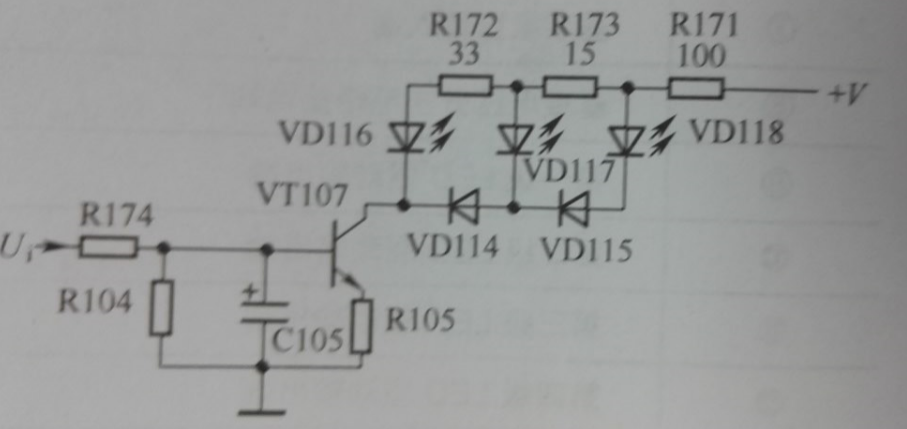 圖1-3分立元器件調諧電平指示器