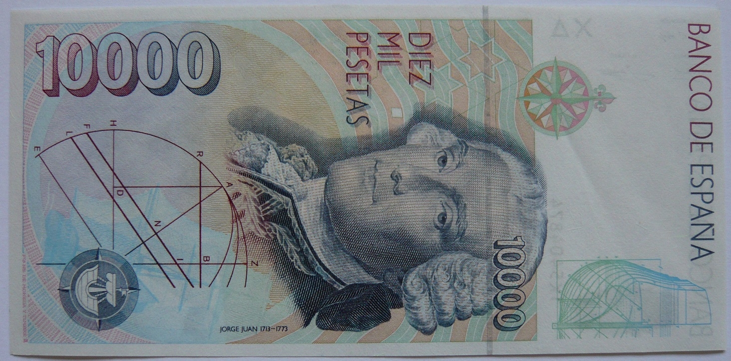 西班牙末版10000比塞塔的喬治·胡安畫像