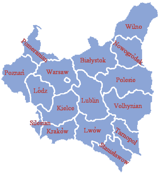 1922年至1939年的波蘭省份圖
