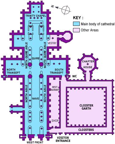 教堂的內部結構圖（藍色為教堂主體部分）