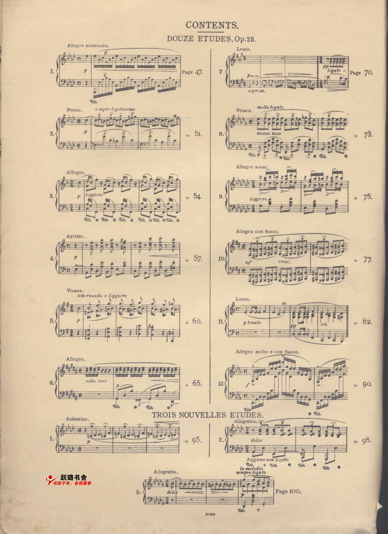 蕭邦練習曲·目錄·1949年英國倫敦原版