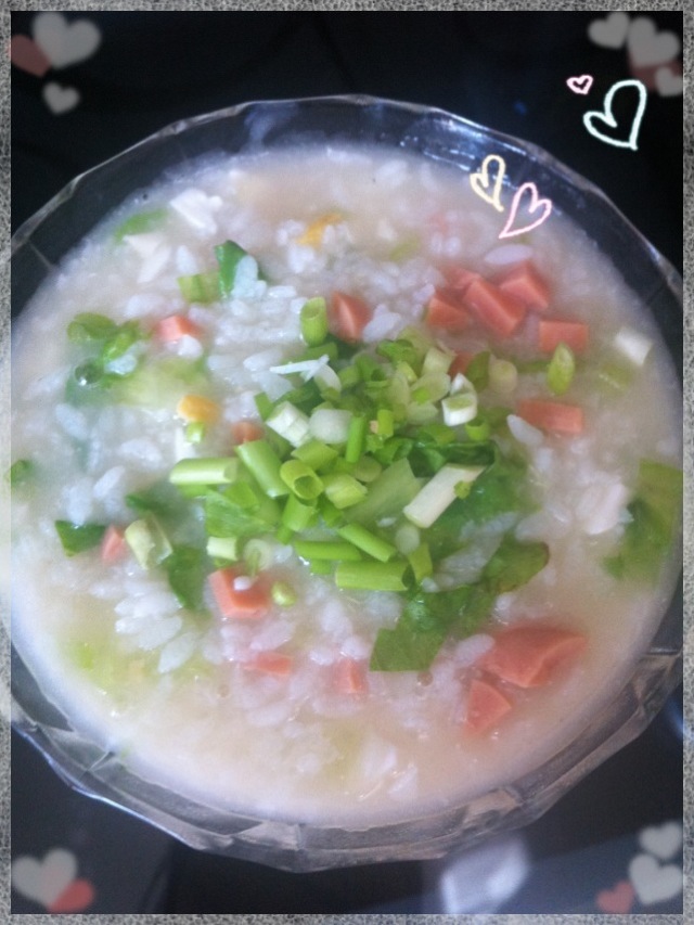 鹹蛋青菜火腿粥