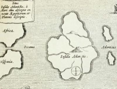 17世紀雕刻藝術品上的亞特蘭蒂斯古城位置圖