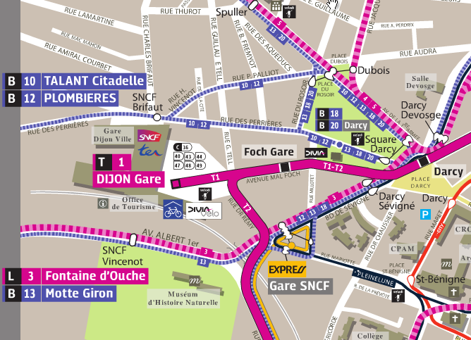第戎市中心的公交地圖