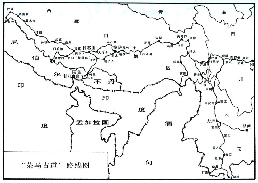 茶馬古道路線圖