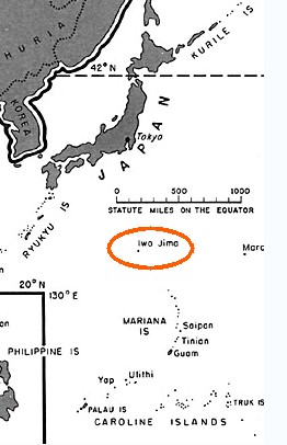 硫磺島與日本、塞班島位置圖