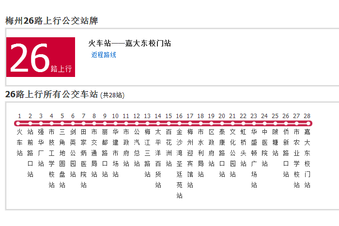 梅州公交26路 梅州公交26路