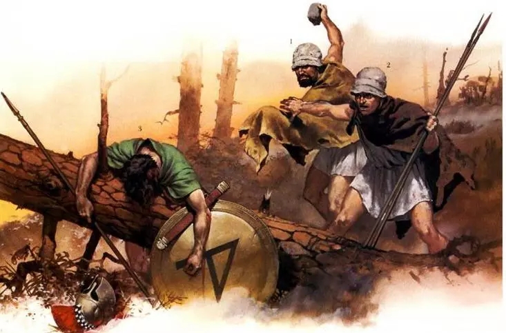 敘拉古軍隊中包括了不少使用弓箭、標槍和投石的輕步兵
