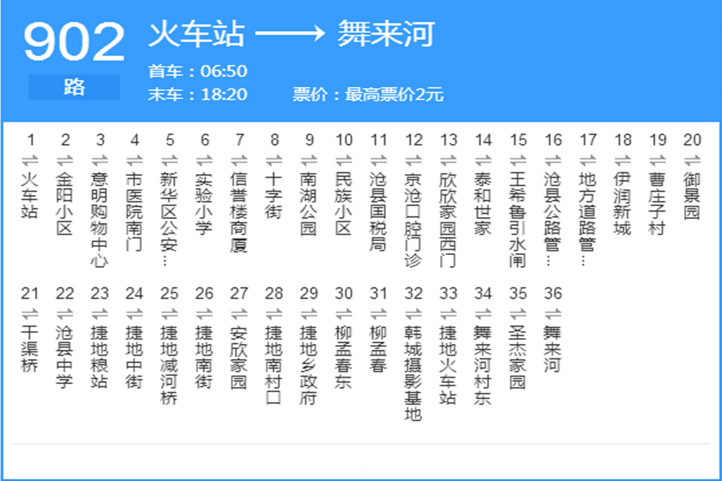 滄州公交902路 滄州公交902路