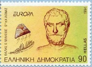 希臘發行的泰勒斯紀念郵票
