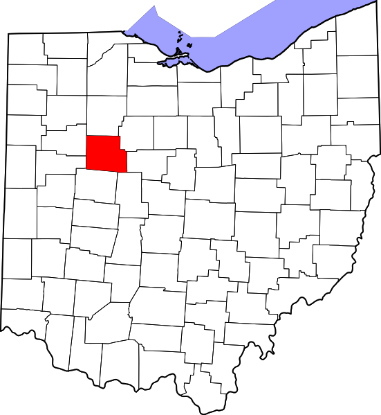 哈丁縣於美國俄亥俄州的位置