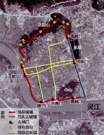 台州府城牆與城區關係圖
