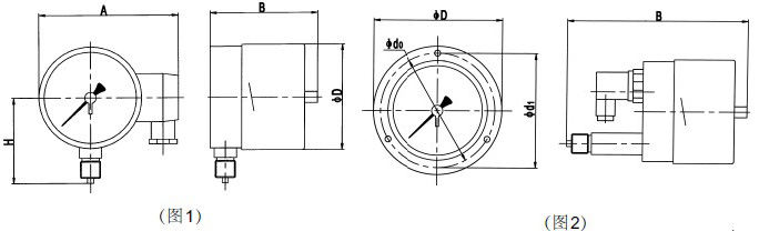 普通電接點壓力表尺寸