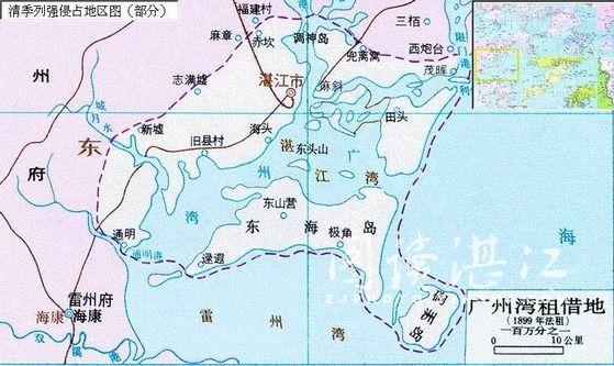 清末，法國強租“廣州灣”租借地圖