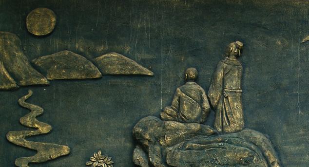 湖光岩故事壁畫：李剛與釋琮月下促膝談心圖