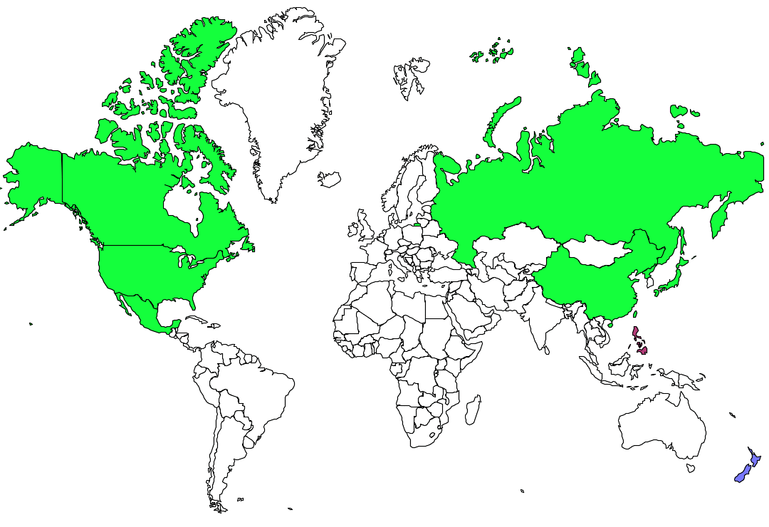 黑腳信天翁世界分布圖