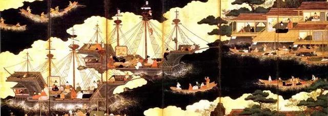 日本浮世繪上的2艘葡萄牙大船