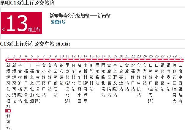 昆明公交C13路 昆明公交C13路